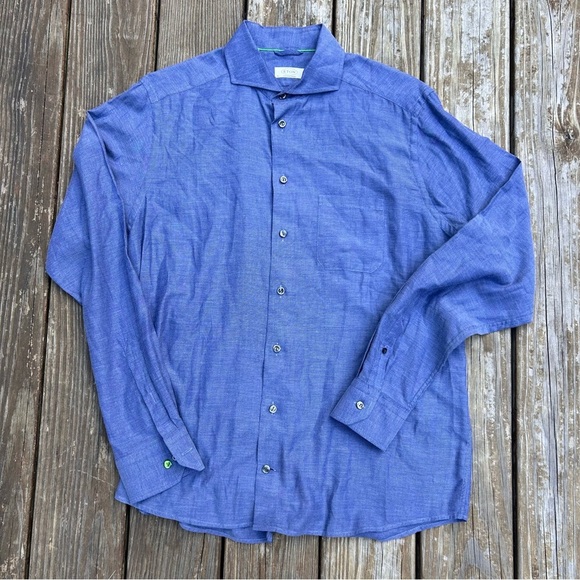 Eton Other - Eton Chelsea Men's Blue cotton button down chest pocket Contemporary Fit Shirt